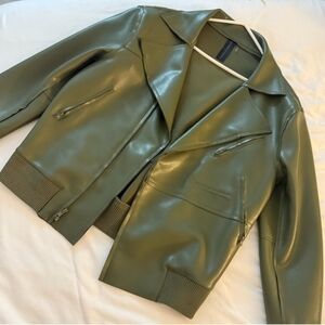 Norma Kamali Sage Leather Jacket Size:L40
